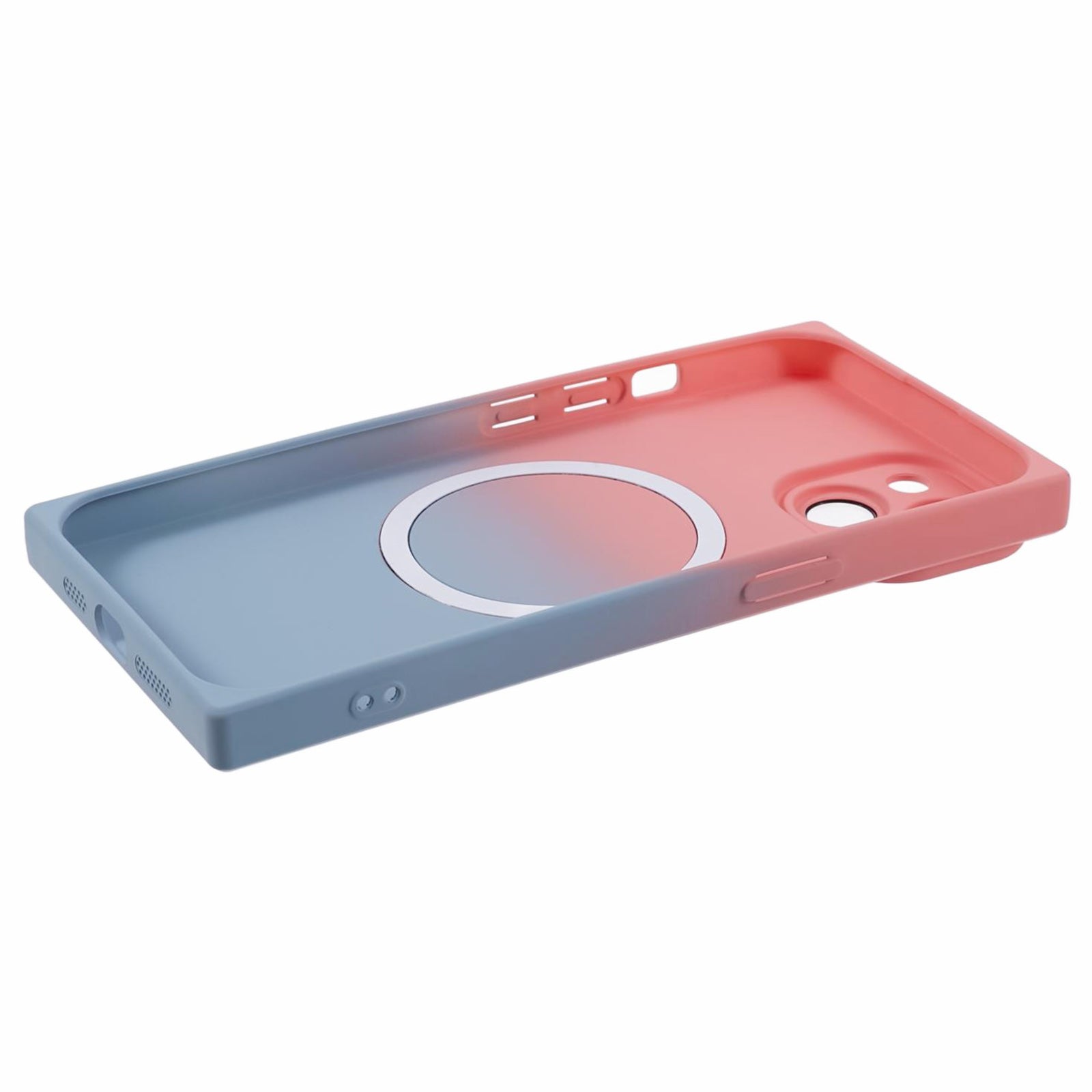 HH Series for iPhone 14 Magnetic Case Rubberized TPU Cover Lens Protector - Pink+Blue HH Series for iPhone 14 Magnetic Case Rubberized TPU Cover Lens Protector - Pink+Blue